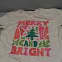 Christmas Shirts for Women Merry and Bright Tshirts Merry Christmas Shirt Xmas Holiday Tee Tops (Medium, Cream)