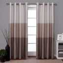 EXCLUSIVE HOME Chateau Striped Faux Silk Grommet Top Curtain Panel Pair, 54"x84", Taupe