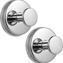 Large Suction Cup Hooks, Heavy Duty 15lb Holds Towel & Robe, No-Drill Shower Bathroom Hooks for Tile Wall Glass Mirror, Mounts on Smooth Non-Porous Surfaces (2 Pack, Chrome Polished)