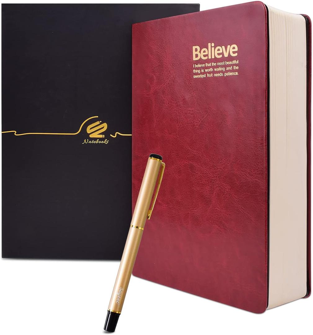 SAYEEC Classic Vintage Soft Faux Leather Cover , 360 Sheets 720 Pages Thick Lined Paper Notebook Memo Journal Notepad Diaries Drawing Sketchbook (Dark Red A5)