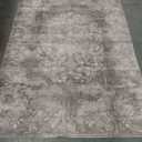 jinchan Vintage Floral 5x7 Area Rugs - Machine Washable Distressed Design Soft Ultra-Thin Low-Pile Non-Slip Carpet for Kitchen Bedroom Nursery Living Room Dining Room Home Office (5x7ft,Brown)