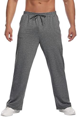 Deyeek Men's Lightweight Sweatpants Open Bottom Sweat Pants for Men Straight Leg Gym Sweatpants Lounge Pants with Pockets, Medium