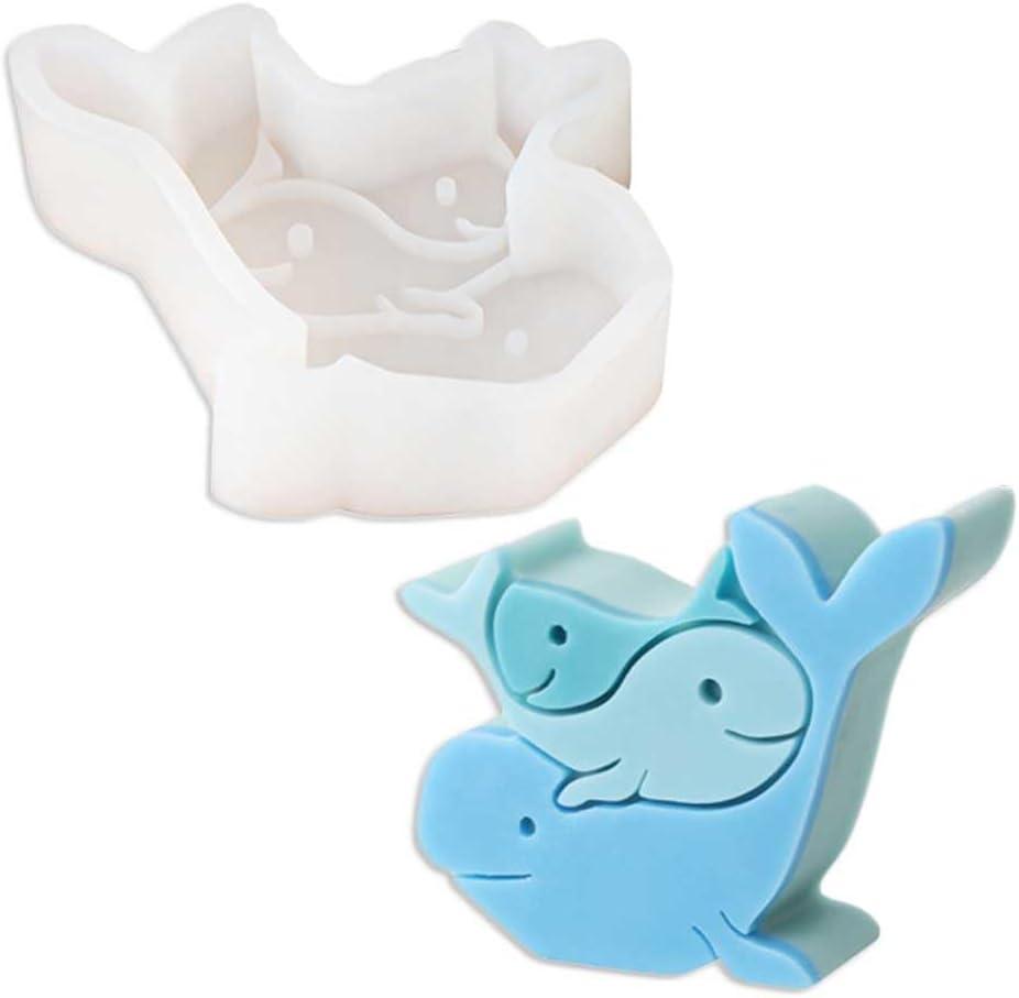 Duawenki A Family of Three Whales Shape Car Freshie Silicone Mold for Making Soap Aroma Beads Car Freshie Candle Pendant Resin