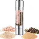 2 in 1 Salt and Pepper Grinder with Adjustable Ceramic Rotor, Stainless Steel Salt Grinders and Pepper Mill for Kitchen, Outdoor Barbecue