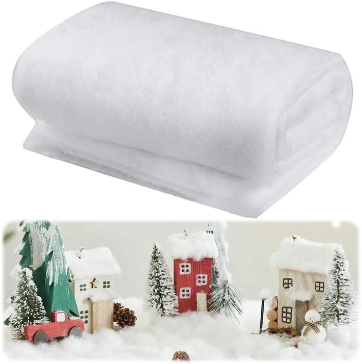 xoermioy Fake Snow Blanket - 3 x 8 Ft Thickened Christmas Blankets, Artificial Snow for Christmas & Winter Holiday Blanket & Xmas Party Cloud Backdrop Decoration
