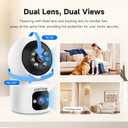 JAIOTlink Indoor Pet Security Camera for Dog Cat, 360 Pan Tilt Baby Monitor, 2.5k Dual-Lens WiFi Camera with Phone App, 2.4G/5G WiFi, AI Human & Pet Detection, Compatible with Alexa