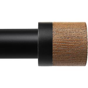 Wood Curtain Rods for Windows 32 to 120 Inch, 1 Inch Heavy Duty Curtain Rods with Imitation Wood Grain Finials, Adjustable Boho Drapery Rod for Bedroom, Kitchen