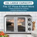 Elite Gourmet ETO2530M Double French Door Countertop Toaster Oven, Bake, Broil, Toast, Keep Warm, Fits 12" pizza, 25L capacity, Stainless Steel & Black, 6-slice, 25l