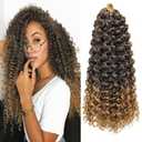 GoGo Curl Crochet hair 18inch Water Wave Crochet hair Ombre Blonde Synthetic Bohemian Crochet Braids Deep Wave Braiding hair Extensions (7Packs,1B/27)