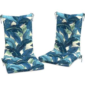 LVTXIII Outdoor Rocking Chair Cushion Set, All Weather Patio Tufted Seat Cushion with Ties, Fade Resistant Seat Cushions for Garden Rocker,43x19x3, 2 Count, Swaying Palms Blue