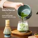 Matcha Whisk Set, Ceramic Matcha Set, 6 Pcs Matcha Kit Includes Matcha Bowl, Matcha Whisk with Holder, Bamboo Scoop, Scoop Rest, Sifter, Ceremonial Matcha Tea Set, Perfect Gifts, Blue
