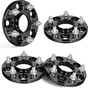 EVIL ENERGY 5x4.5 Wheel Spacers 15 mm Compatible for Honda Acura, 5x114.3 mm Hubcentric with Lip 5 Lugs 64.1 mm Hub Bore M12x1.5 Studs Wheel Adapters Black