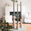 Wooden Candle Pillar Holder Set of 3,Rustic Farmhouse Candle Holder,Handmade Candlestick Holder, Wood Candle Holders, Console Table Decoration Pieces, Luxury Fireplace Candle Holder