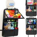 KaiCross Backseat Car Organizer with Upgraded Foldable Tray, Car Seat Organizer for Kids, Travel Accessories with 9 Storage Pockets,Car Seat Organizer Backseat with Touch Screen-1 Pack