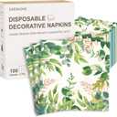 100PCS Paper Eucalyptus Decorative Napkins Disposable Green Botanical Guest Hand Towels for Bathroom, Dinner, Wedding, Party, and Baby Shower A