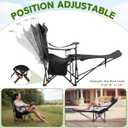 Karenhi 2 Pcs 2-in-1 Reclining Camping Chair with Removable Footrest Folding Recliner Camping Portable Beach Lounge Chair Oxford Fabric Reclining Design with Pillow Pockets Carry Bag