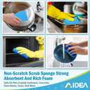 AIDEA Non Scratch Scrub Sponge, 24Count, Sponges for Dishes, Sponges Kitchen, Cleaning Sponge, Cleans Fast Without Scratching, Stands Up to Stuck-on Grime, Cleaning Power for Everyday Jobs (Blue)