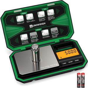 Digital Pocket Scale Precision 200g/0.01g, Digital Scale Grams Ounces, Mini Jewelry Scale, Coins Scale with 50g Cal Weights for Gold/Silver/Gems/Food,(Battery Included)-Green