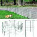 OUSHENG 20ft Green Garden Fence for Dog, Easy Assembly Decorative Fencing Rustproof Metal Wire Panel Border for Outside, Small Animal Barrier for Yard Outdoor, Grids