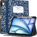 Supveco Case for iPad Air 11 Inch (M3 2025/M2 2024),iPad Air 5th/4th Generation 10.9 Inch 2022/2020 with Pencil Holder-[Auto Wake/Sleep],Premium Folio Stand Soft TPU Back Cover-Book Navy