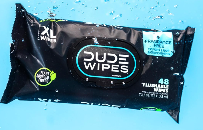 DUDE Wipes - Flushable Wipes - 2 Pack, 144 Wipes - Unscented Extra-Large Adult Wet Wipes - Vitamin-E & Aloe - Septic and Sewer Safe