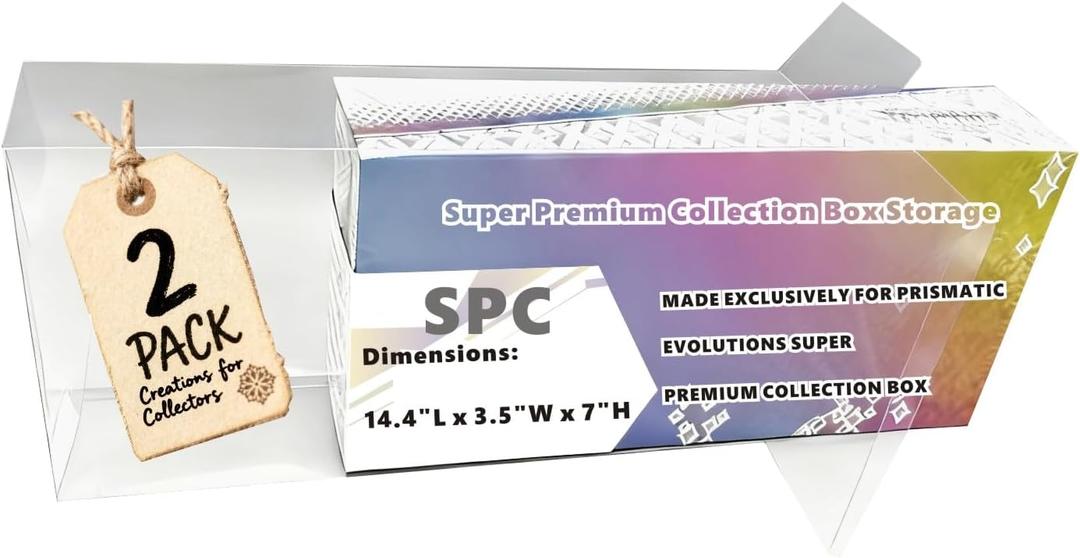 2 Pack Prismatic Evolutions SPC Plastic Protectors,PET Plastic Display Box Protector - Compatible with Prismatic Evolutions Super Premium Collection Box