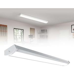HYPERLITE 4ft LED Wraparound Light 60W,6600LM 4' LED Shop Lights Fixture with 3 Wattages for Garage,4000K Neutral White Wrap Light AC120V, 48inch Led Light Fixtures for for Garage, Office, Kitchen,2P