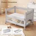 ANGELBLISS Baby Bassinet Bedside Crib, Pack and Play with Mattress, Diaper Changer, One-Push Setup Playards from Infants to Toddlers (Grey), 29.92 X 43.31 X 30.71 Inches
