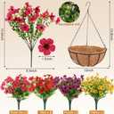 Geegoods Artificial Flowers for Outdoors, UV-Resistant Fake Hanging Baskets, Realistic Hanging Planters for Outdoor Plants for Patio Porch Balcony Yard Decor