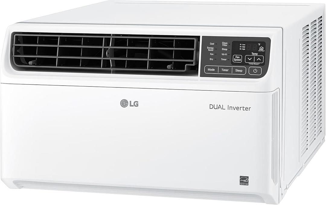 LG 6000 BTU Window Air Conditioner Energy Saving Dual Inverter, Remote Control, WiFi, LG ThinQ, Alexa, Hey Google Enabled Washable Filer Ultra-Quiet Cools Small Room up to 250 Sq.Ft White LW6023IVSM (1 Count (Pack of 1))