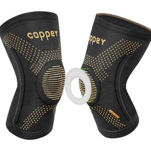 JIUFENTIAN Copper Knee Braces for Arthritis Pain (2 pack)- Professional Knee Suppot with Side Stabilizers - Breathable Compression Sleeves for Pain Relief & Stability (Arthritis, Gym, Work)-Medium (M)