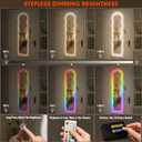 Fiqevs Wall/Door Mirror Jewelry Cabinet, Remote Control RGB Light Mirror, Hanging Jewelry Organizer with Full-Length Mirror and Storage, Item Dimensions D x W x H 3.54"D x 15.35"W x 42.52"H