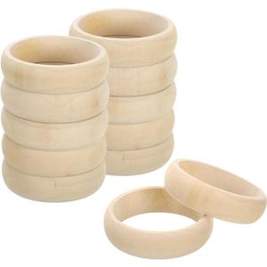 uxcell 12Pcs Wood Bangle Bracelets, 81mm/3.2inch Unfinished Smooth Wooden Rings Natural Wood Color Circle for Crafts Art Project