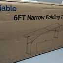 Byliable Folding Table 6FT Narrow Portable Foldable Plastic Heavy Duty Long Table, Fold-in-Half with Carrying Handle for Indoor Outdoor Meeting, Buffet, Party, Wedding, Home Work, 6 Foot, White, 70.9" L X 17.7" W X 29.1" H