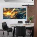 Canvas Wall Art Decor Sunshine Wave Canvas Wall Art Pictures For Living Room Decor Gold Modern Abstract Aesthetics Wall Art Decor Canvas Prints Artwork For Bedroom Office Wall Decor 20 X 40 Inch