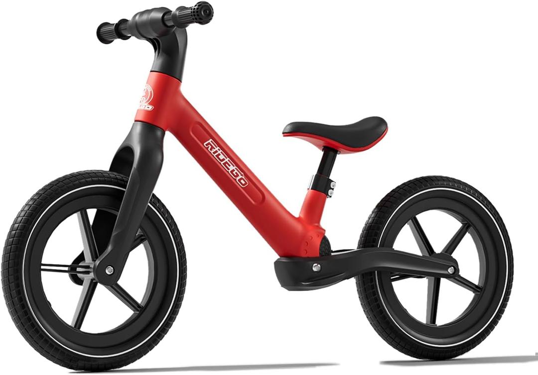 Ridego 14 Inch Balance Bike for Kids 3-6 Years, Lightweight Toddler Bike with Air Rubber Tires, Adjustable Seat, Durable Push Bicycle Gift for Boys & Girls (Red)