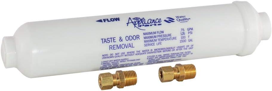 EZ-Flo 10 Inch Line Water Filter, Brass 1/4 Inch MIP x 7/16 Inch Compression Adapters, 1500 Gallon Capacity, 60461N