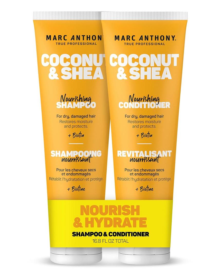 Marc Anthony Volumizing Shampoo and Conditioner Set with Coconut Oil & Shea Butter - Nourishing & Hydrating Haircare Infused with Biotin for Dry & Damaged Hair - Restore Moisture & Protects Hair (8.4 Fl Oz (Pack of 2))