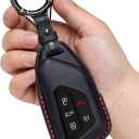 for VW Atlas Key Fob Cover Leather Car Remote Case Holder Keychain Compatible for Volkswagen Tiguan ID4 GTI MK8 Golf 2026 2025 2024 -Black, 7.545 cubic inches
