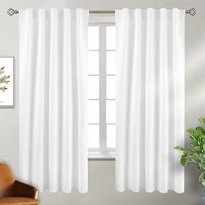 BGment Pure White Curtains for Bedroom 72 Inches - Rod Pocket and Back Tab Thermal Insulated Room Darkening Curtains for Living Room, 2 Window Curtain Panels, 42 x 72 Inch