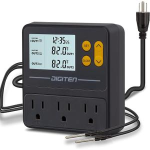 Reptile Temperature Controller, 3 Outlet Timer Thermostat for Grow Tent, Incubation, Snakes, Fish Tank, Heater, humidifiers, Ball Pythons, Bearded Dragon Tank