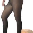 ATHVOTAR Fleece Lined Winter Tights Women - Thermal Warm Opaque Pantyhose Thick Sheer Leggings (Medium-Large, Pantyhose Translucent(black))