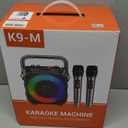 Karaoke Machine, Portable Bluetooth Speaker with 2 Wireless Microphones for Adults & Kids with Lights, Karaoke Microphone with PA System Supports USB/TF/FM/AUX for Home Party Home System Packages (Black)