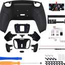 eXtremeRate Black Rubberized Grip Programable RISE4 Remap Kit for PS5 Controller BDM-010 BDM-020 Models, Upgrade Board & Redesigned Back Shell & 4 Back Buttons for PS5 Controller