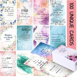 BRYTEFY 100 Prayer Cards for Women with Assorted Bible Verses, Mini Scripture Cards for Womens Bible Studies, Inspirational Religious Christian Gifts for Women (Floral)
