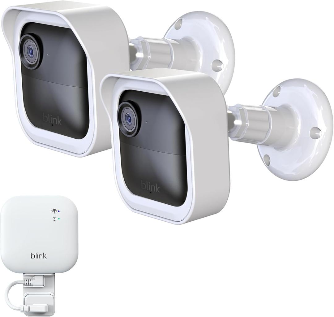 Blink Outdoor 4th Gen Camera Mount, 2Pack Weatherproof Housing and 360 Degrees Adjustable Bracket with Sync Module Mount for Blink Outdoor Camera System (White, Cameras not Included)