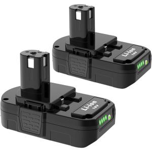 2-Pack 3.0Ah Replacement for Ryobi 18V Battery P102 P103 P104 P105 P107 P108 P109, Compatible with Ryobi One+ 18V Cordless Power Tools and Charger(Light Black)