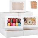 KGVZPT 50pcs 12x8x2.5 Inch Cookie Boxes with Window White Bakery Boxes Pastry Boxes,Treat Boxes Strawberry Boxes for Chocolate Covered Strawberries,Muffins