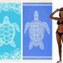 2 Pack Turkish Beach Towel Quick Dry Absorbent Cotton Lightweight Thin Bathroom Bath Pool Swim Towels Extra Large Oversized Sand Free Beach Accessories Essentials Stuff Cloud Adults Gift (X-Large(79 x 36 inches,200 x 90 cm), 2 Pack Blue Dark Blue Turtle)