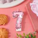 4 x 2.7 Inch Birthday Number Candles, Pink Number Candles Cake Topper Butterfly Birthday Candles with Sequins Glitter for Anniversary Celebrations Supplies (Number 7)